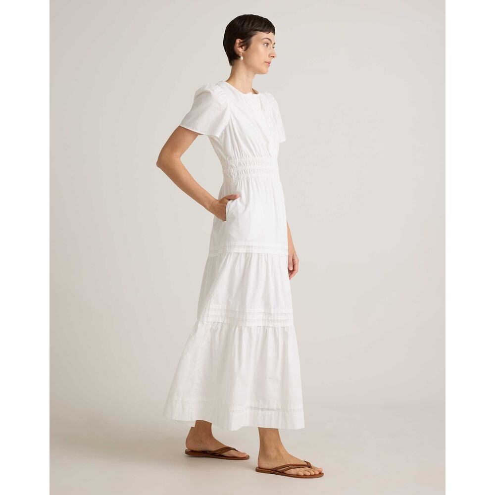 NWT Quince 100% Organic Cotton Poplin Tiered Maxi Dress White M - Picture 5 of 5